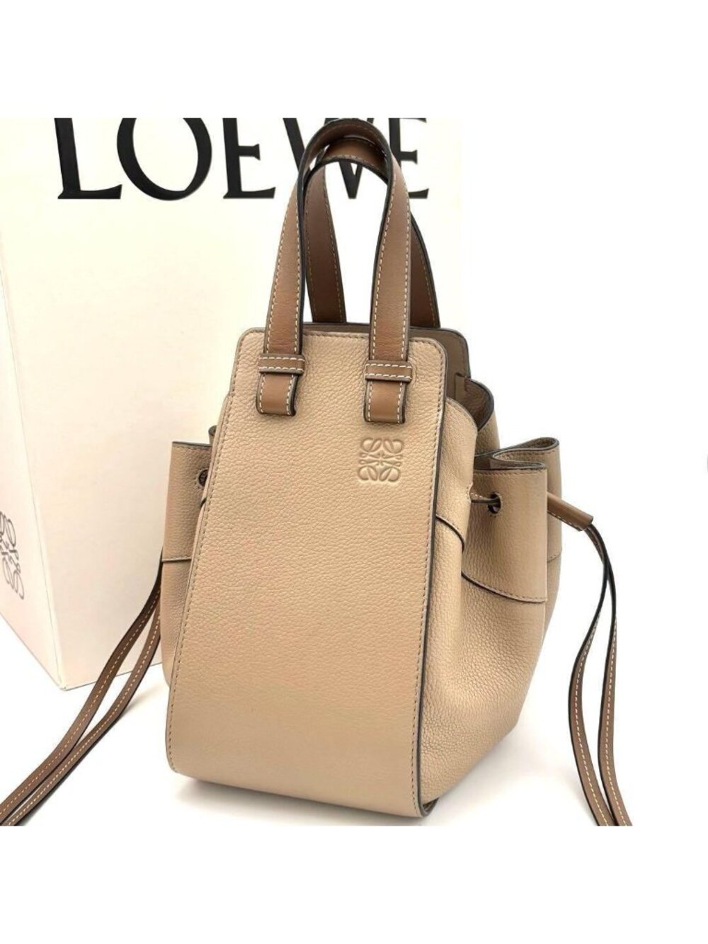Loewe Handbag Hammock Mini Drawstring Beige